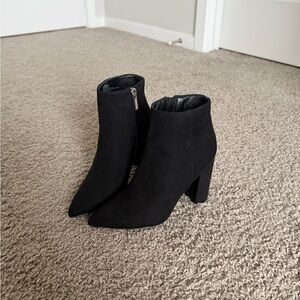 Black Faux Suede Rosamund Block Heeled Booties